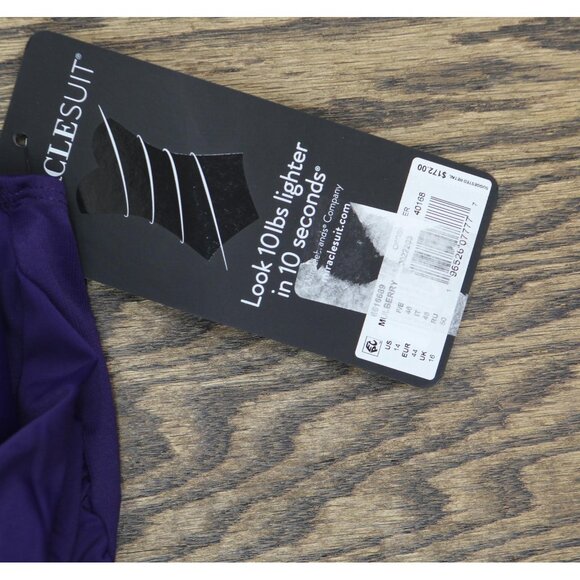 NWT Miraclesuit Soft Cup Tummy Control One Piece Swimsuit Mulberry Purple 14 - Picture 8 of 9